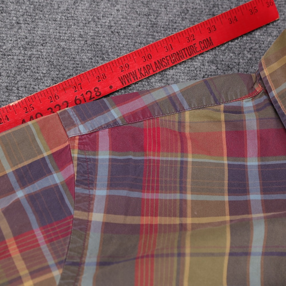 Orvis Signature Twill Mens XXL Tall Plaid Button Down Shirt Red Green Cotton - Picture 8 of 8